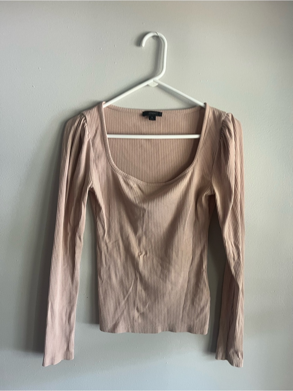 J. CREW Pale Pink Beige Slim Fit Square Neck Rib Knit Shirt